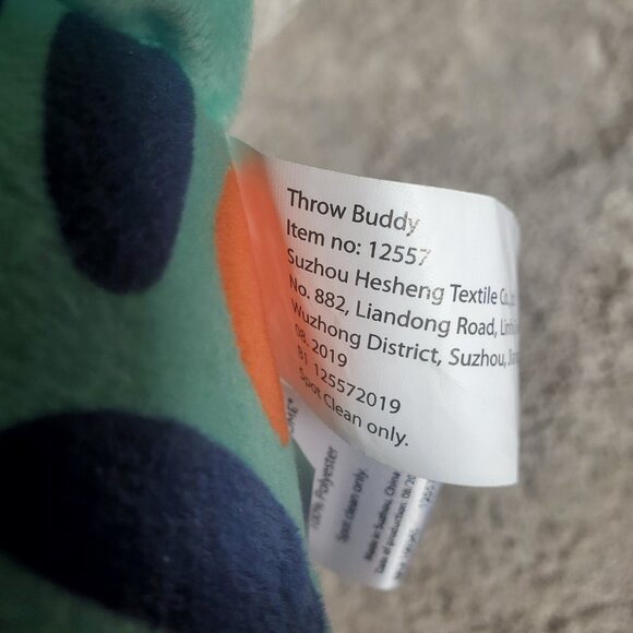 Huntington Home Throw Buddy Dinosaur Triceratops Blue Teal Orange Stuffed Animal - Picture 4 of 8